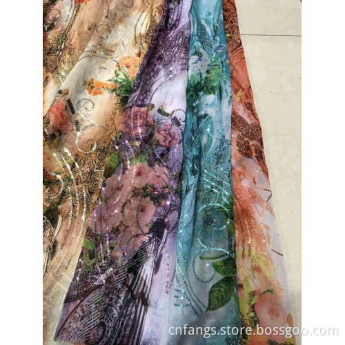 100% Polyester Chiffon Sequins Voile Woven Fabric